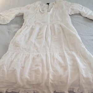 J. CREW White linen Midi Dress Sz Med/Large